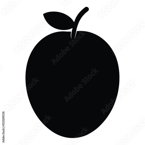 Silhouette Vector Illustration of a Simple Apple Fruit, Perfect for Design Projects and Digital Art