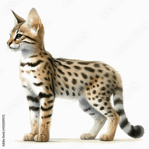 Golden Savannah Wash Cat Savannah isolated watercolor vector illustration svg