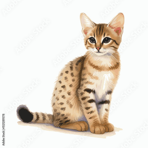 Untamed Watercolor Muse Cat Savannah isolated vector illustration svg