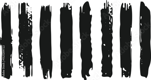Set of Grunge Brush Strokes, Black set paint, ink brush, brush strokes, brushes, lines, frames, box, grungy. Grungy brushes collection. Brush stroke paint boxes on white background - stock vector.