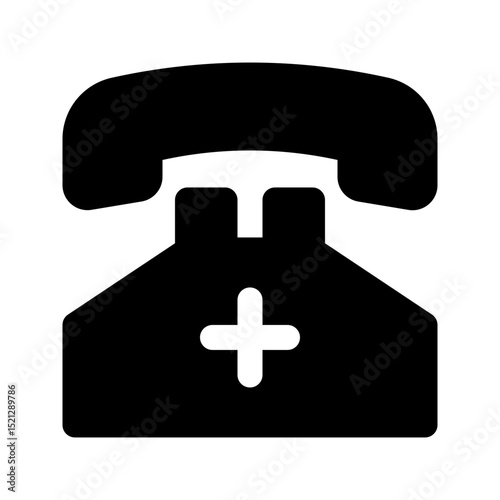 Emergency call glyph icon. Ideal for apps, signage, or safety UI.