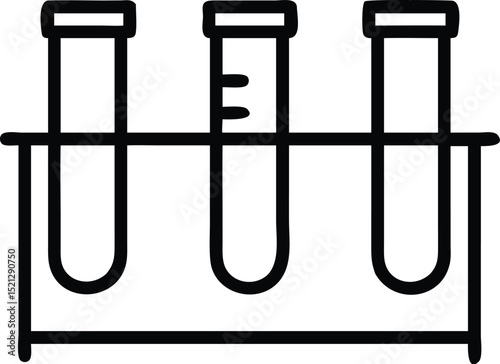 Laboratory glassware test tubes in rack outline for science research and experiments icon vector