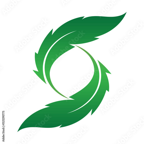  Green swirl leaf logo icon for eco company, nature emblem, sustainable concept symbol, eco friendly brand identity design