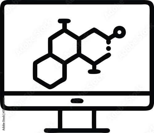 Molecular structure on computer screen vector illustration for science and technology use