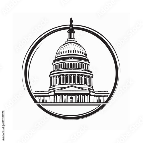 American Government Capitol Building Logo Design Vector on white background.