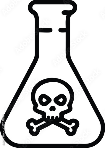 Toxicity concept flask with skull and crossbones icon vector illustration danger poison symbol