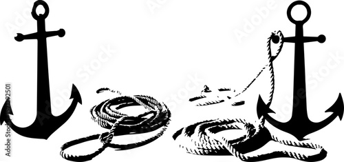 Nautical Anchor and Rope Silhouette - Maritime and Stability