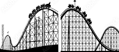 Classic Roller Coaster Silhouette - Thrill Ride Amusement Park
