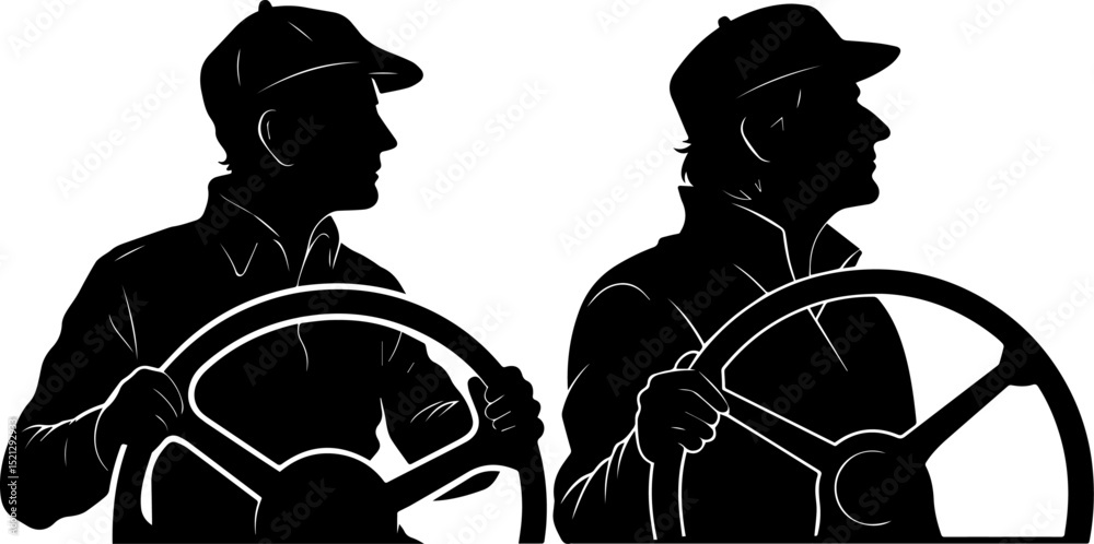 Φωτογραφία Vintage Driver Silhouette - Steering Wheel Perspective