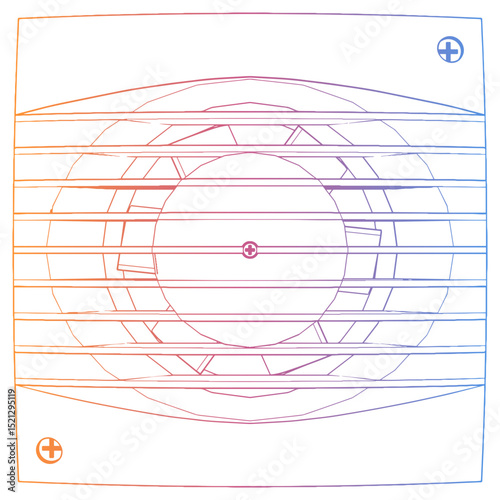 Indoor Air Fan Cooler line-art style illustration of an outdoor HVAC unit, residential and commercial, website ux ix background design