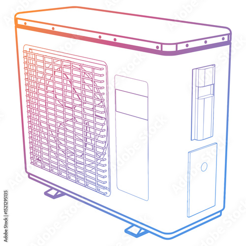 Outdoor Air Conditioning Unit line-art style illustration of an outdoor HVAC unit, residential and commercial, website ux ix background design