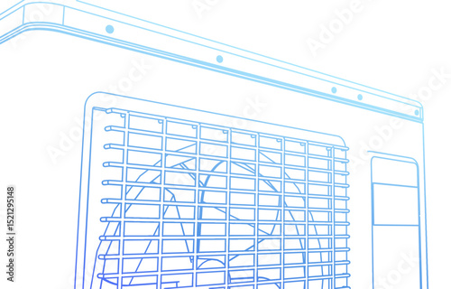 Outdoor Air Conditioning Unit line-art style illustration of an outdoor HVAC unit, residential and commercial, website ux ix background design