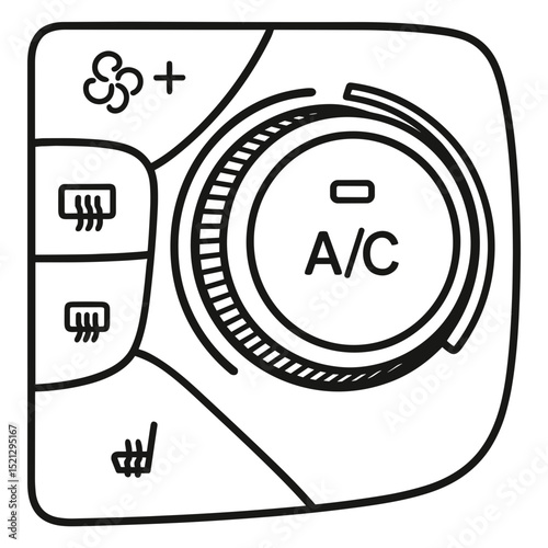 Car Interior Air Conditioner outline lines art style illustration of an inside of passenger vehicle, website ux ix background design