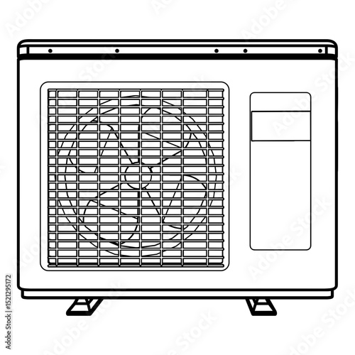Outdoor Air Conditioning icon line-art style illustration of an outdoor HVAC unit, residential and commercial, website ux ix background design