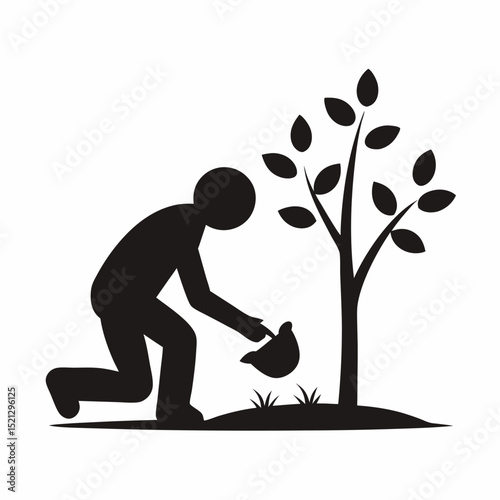 Person planting a young tree sapling environmental conservation, planting, tree, sapling, person, human