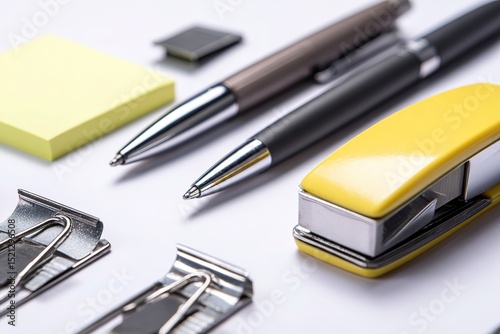 A clean layout of isolated office supplies on white background for catalog or e-commerce use

