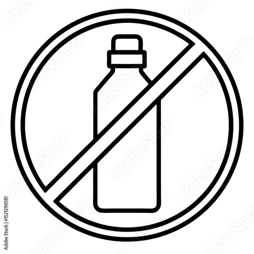 No plastic bottle icon prohibition sign recycling symbol, no plastic bottle, plastic bottle ban