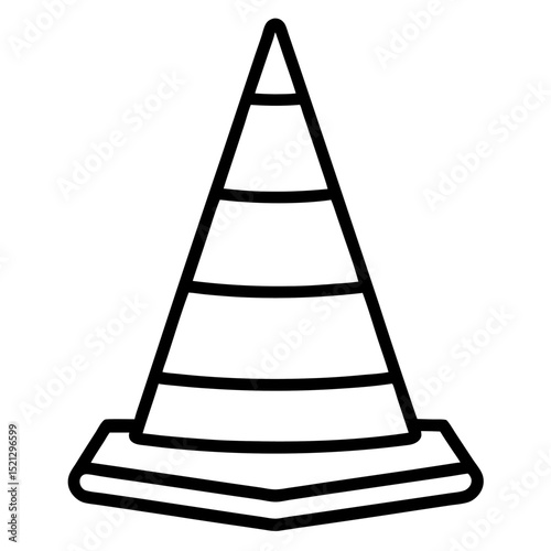 Simple line drawing of a traffic cone safety icon, traffic cone, safety cone