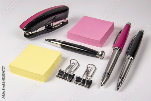 A clean layout of isolated office supplies on white background for catalog or e-commerce use
