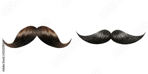 PNG Two distinct moustaches displayed side-by-side on a transparent background.