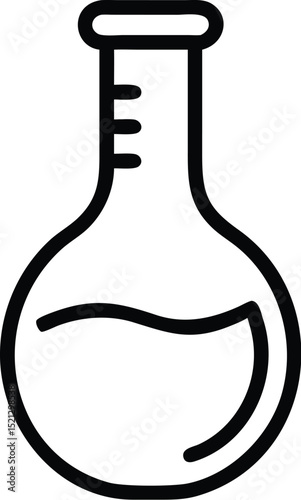 Illustration of laboratory flask for science experiment and chemical research equipment icon