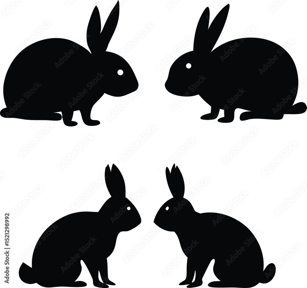 Obraz premium A charming vector set of cute cartoon rabbits and bunnies, perfect for Easter animal illustrations