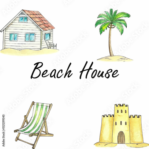 Beach House Elements Illustration