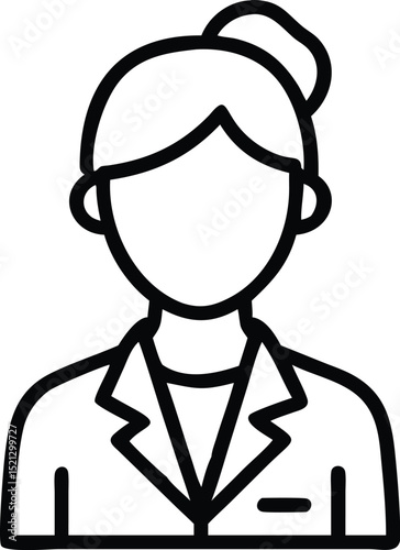 Vector illustration of a professional woman avatar icon in outline style for web and design use