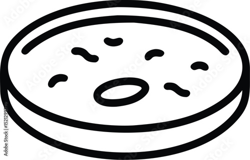 Agar petri dish vector for microbiology research and scientific experiments line art illustration
