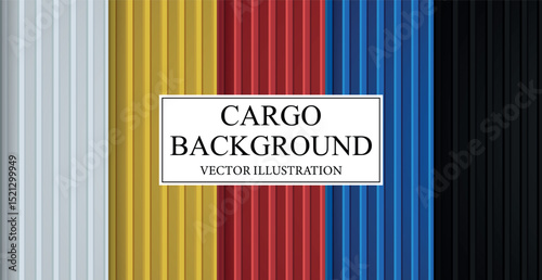 Set of 5 piece patterns background cargo containers of different colors - Vector illustration