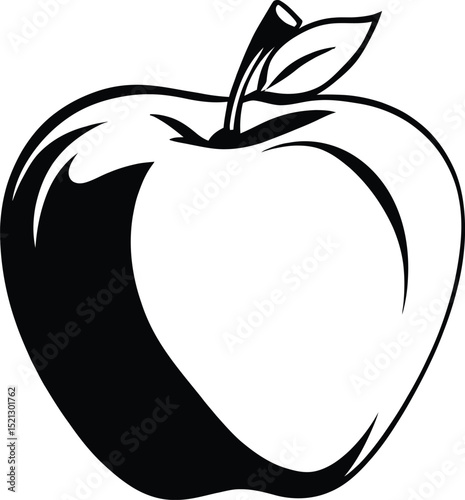 Fresh Pick Crisp Apple Line Art - Perfect for Healthy Eating, Education, Food, and Natural Designs
