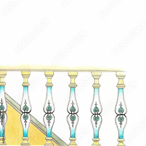 Elegant balustrade and staircase in a classical style.