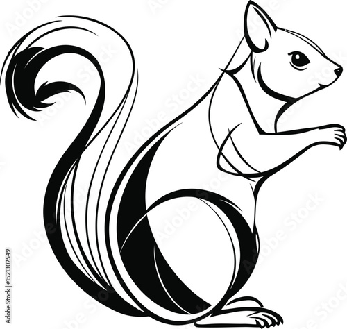 Playful Critter  Stylized Squirrel Line Art - Perfect for Wildlife, Nature, Forest, and Animal Designs