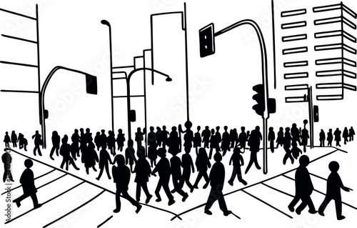 Crowded City Crowd – Urban People Silhouette