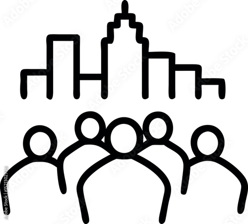 Crowded City Crowd icon – Urban People Silhouette