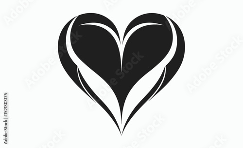 Heart icon,  flat heart vector, black heart symbols, love icon collection, minimal shape illustration