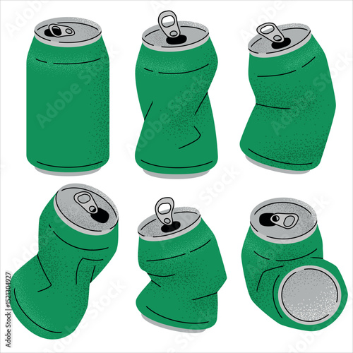 Green Crumpled Soda Can Set