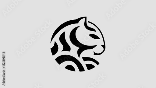 Logo Stealthy Jaguar Silhouette with Fluid Musculature and Piercing Gaze
