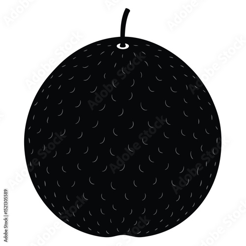 Vector Illustration of a Lychee Fruit Black and White Silhouette EPS Graphic for Design Projects