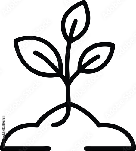 Illustration of a plant growing from soil concept for agriculture and environmental design icon