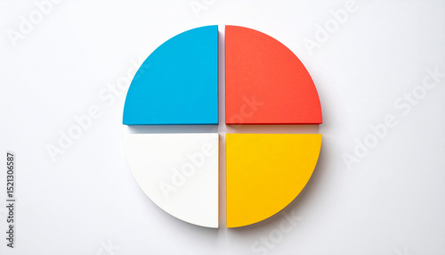 Top view pie chart with 4 segments, perfect for visual data representation and infographic use. Free Download Top view pie chart with 4 segments, perfect for visual data representation and infographic use. - GFXLoad