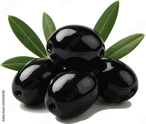 black olives with leaves