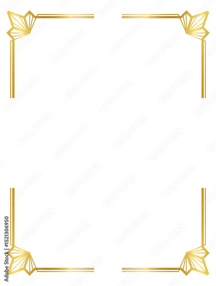 Obraz premium Decorative frames, Art Deco gold frame, vintage frame line collection png transparent background
