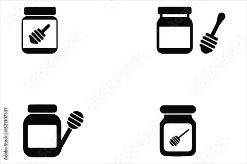 Honey Jar Icons: Vector Graphics for Food, Health, and Branding Vector illustration Set