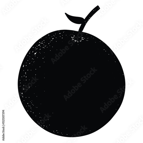 Vector Illustration of a Simple Orange Fruit Silhouette A Black and White Graphic Design Element Perfect for Food, Drink, and Health Projects