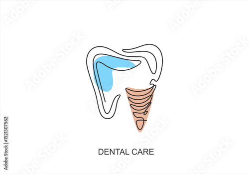 Dental Care Icon Tooth in Line Art Style.  line icon-continuous line drawing. Editable stroke.