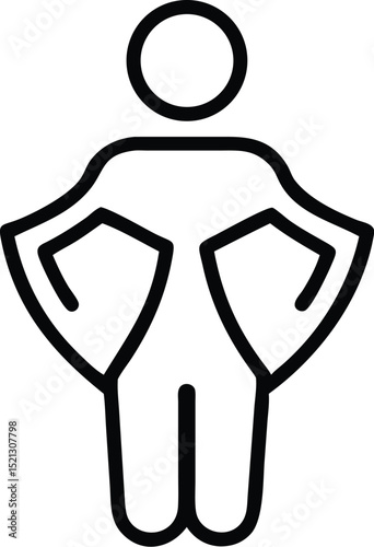 Find outline icon of person with arms raised in yoga pose vector graphic illustration design