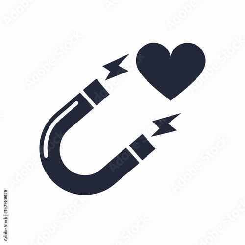 Heart Attraction Symbol Flat Icon Love Magnet Icon Vector Design.