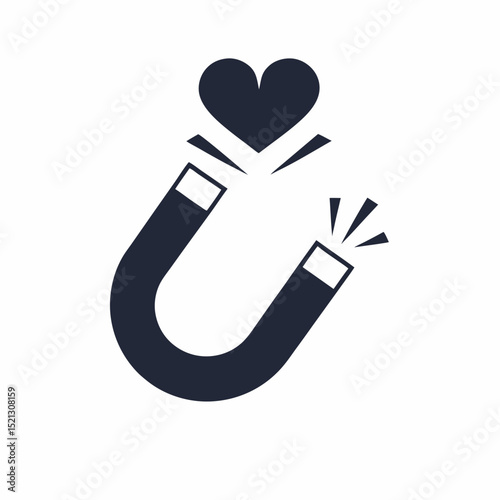Heart Attraction Symbol Flat Icon Love Magnet Icon Vector Design.