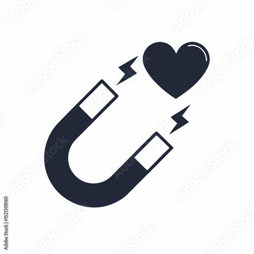 Heart Attraction Symbol Flat Icon Love Magnet Icon Vector Design.